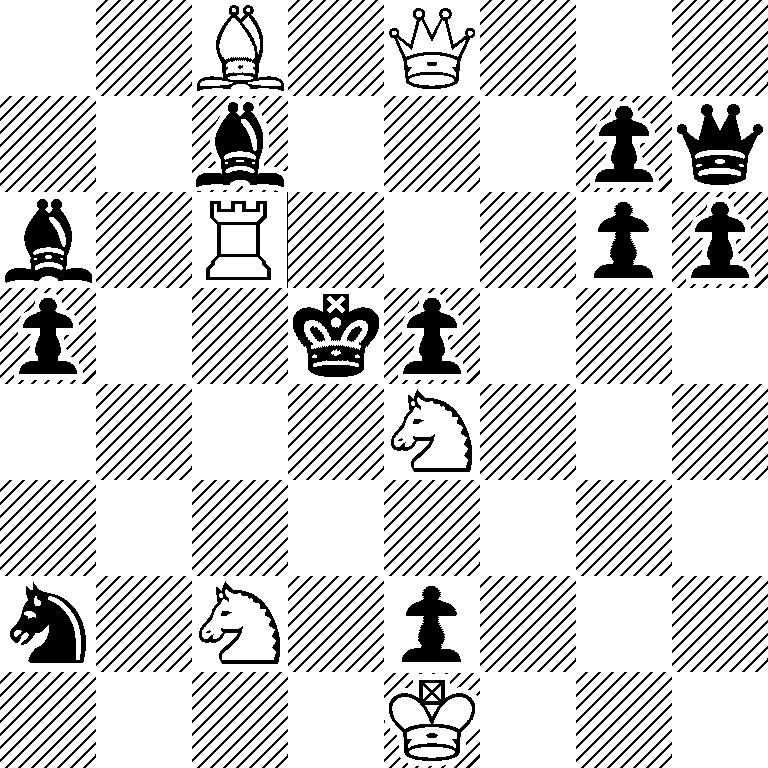 2B1Q3/2b3pq/b1R3pp/p2kp3/4N3/8/n1N1p3/4K3