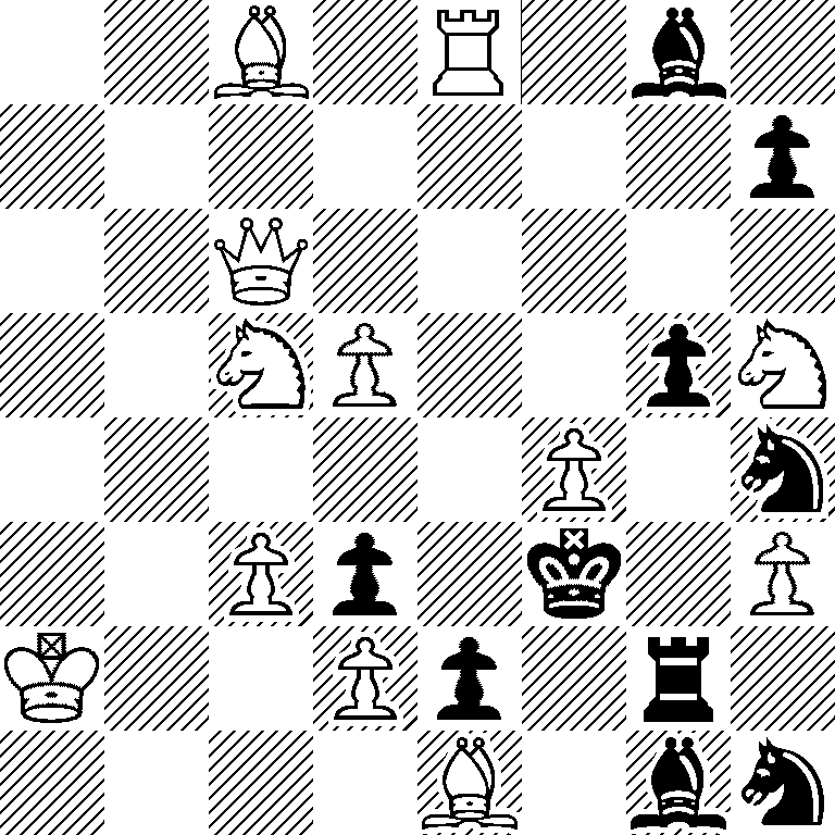 2B1R1b1/7p/2Q5/2NP2pN/5P1n/2Pp1k1P/K2Pp1r1/4B1bn