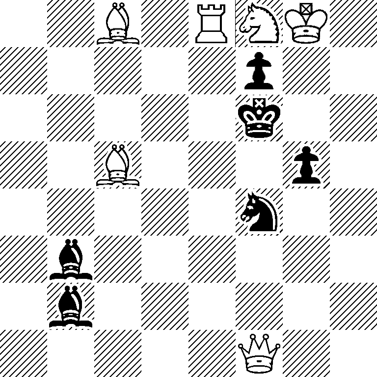 2B1RNK1/5p2/5k2/2B3p1/5n2/1b6/1b6/5Q2