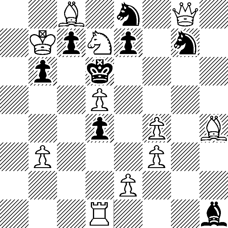 2B1n1Q1/1KpNp1n1/1p1k4/3P4/3p1P1B/1P3P2/4P3/3R3b