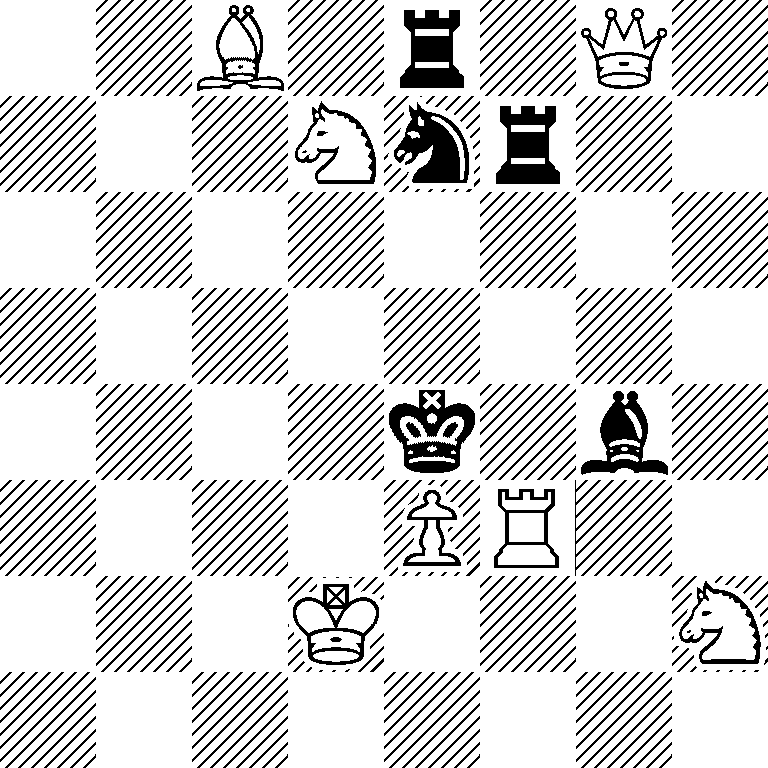 2B1r1Q1/3Nnr2/8/8/4k1b1/4PR2/3K3N/8