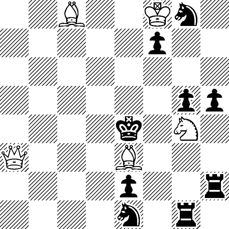 2B2Kn1/5p2/8/6pp/4k1N1/Q3B3/4p2r/4n1r1