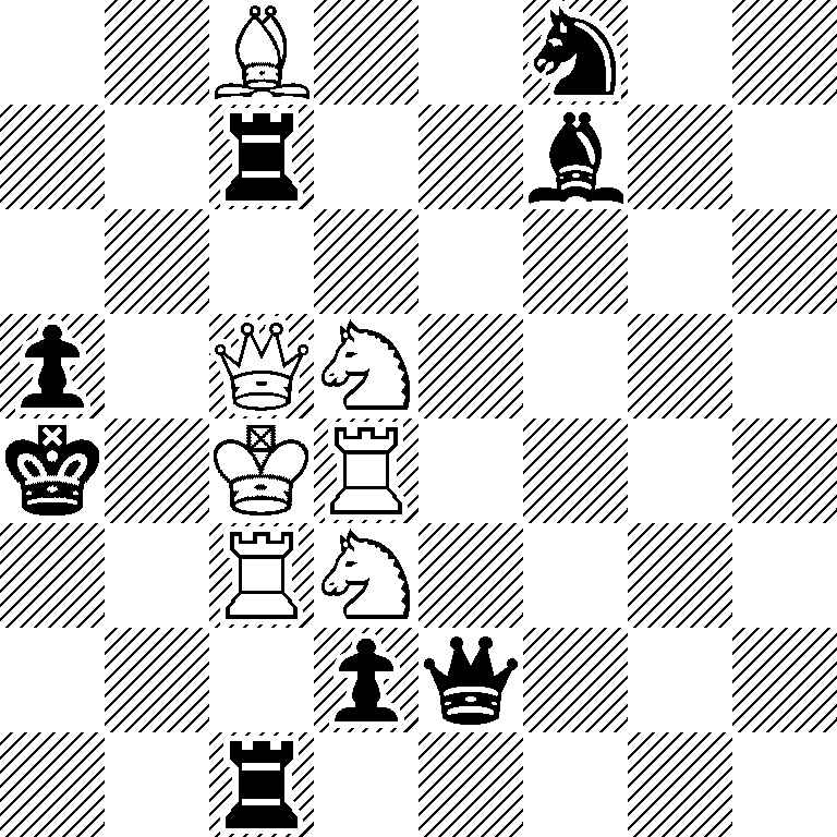 2B2n2/2r2b2/8/p1QN4/k1KR4/2RN4/3pq3/2r5