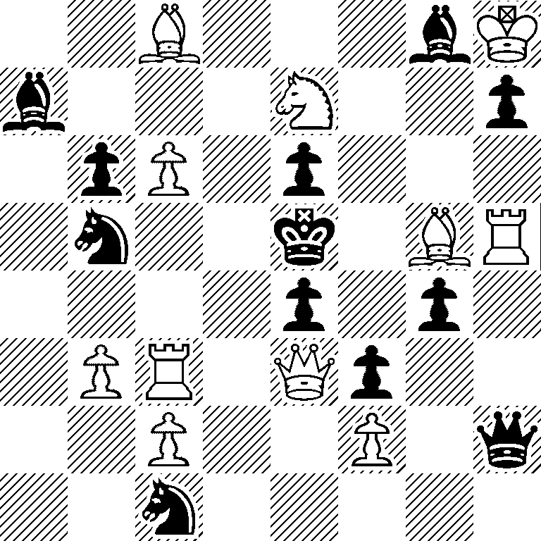 2B3bK/b3N2p/1pP1p3/1n2k1BR/4p1p1/1PR1Qp2/2P2P1q/2n5