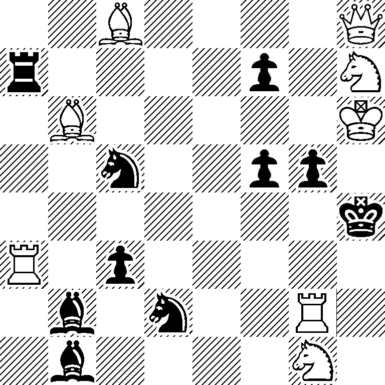 2B4Q/r4p1N/1B5K/2n2pp1/7k/R1p5/1b1n2R1/1b4N1