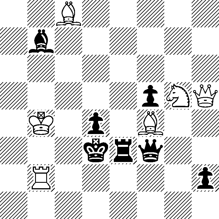 2B5/1b6/8/5pNQ/1K1p1B2/3krq2/1R5p/8