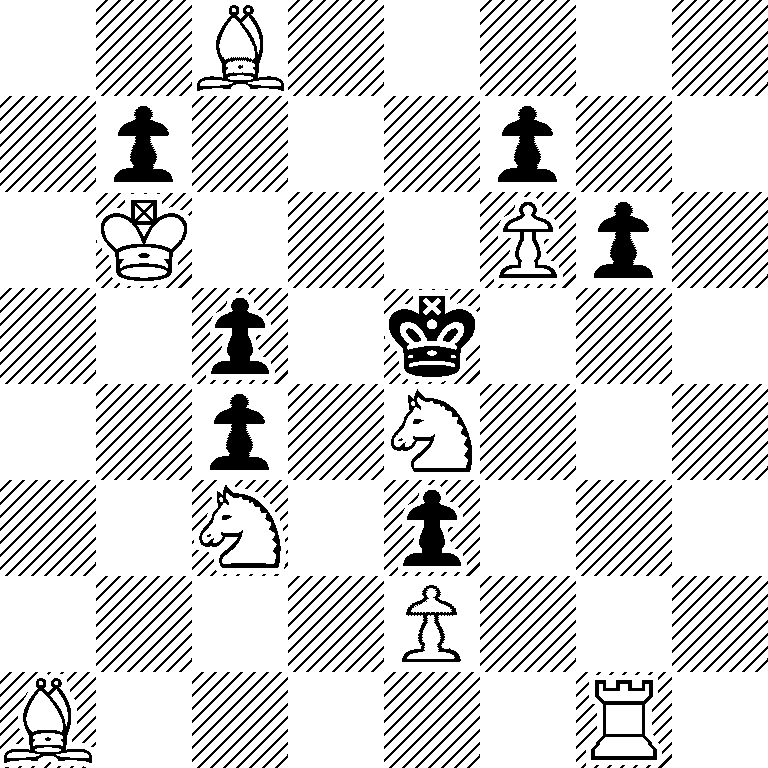 2B5/1p3p2/1K3Pp1/2p1k3/2p1N3/2N1p3/4P3/B5R1