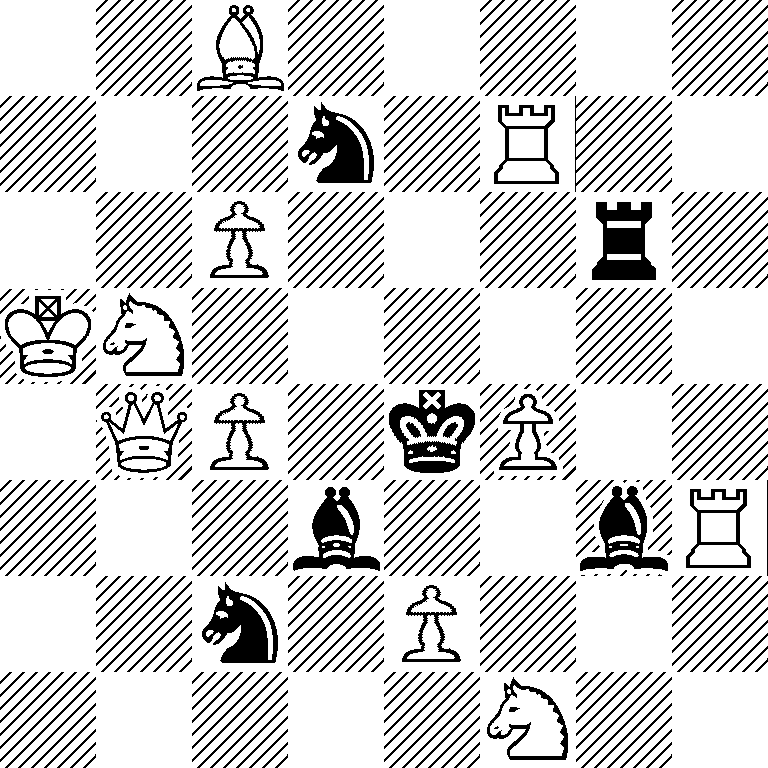 2B5/3n1R2/2P3r1/KN6/1QP1kP2/3b2bR/2n1P3/5N2