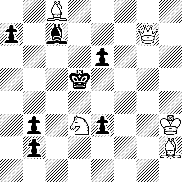 2B5/p1b3Q1/4p3/3k4/8/1p1Np2K/1p5B/8