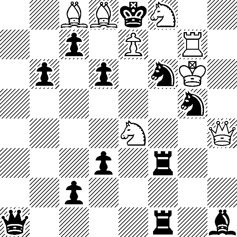 2BBkN2/2p1P1R1/1p1p1nK1/6n1/4N2Q/3p1r2/2p5/q4r1b
