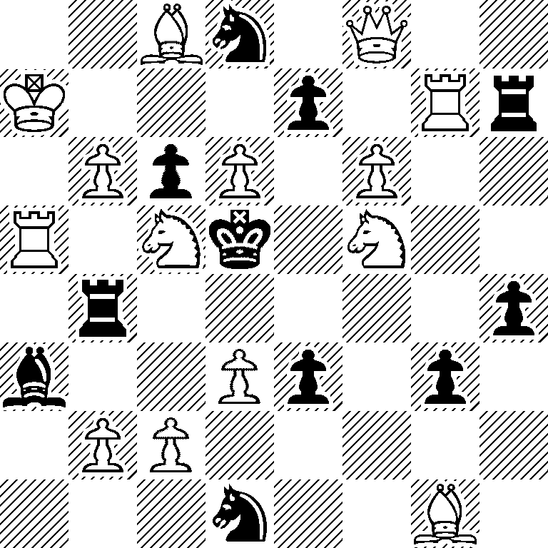 2Bn1Q2/K3p1Rr/1PpP1P2/R1Nk1N2/1r5p/b2Pp1p1/1PP5/3n2B1