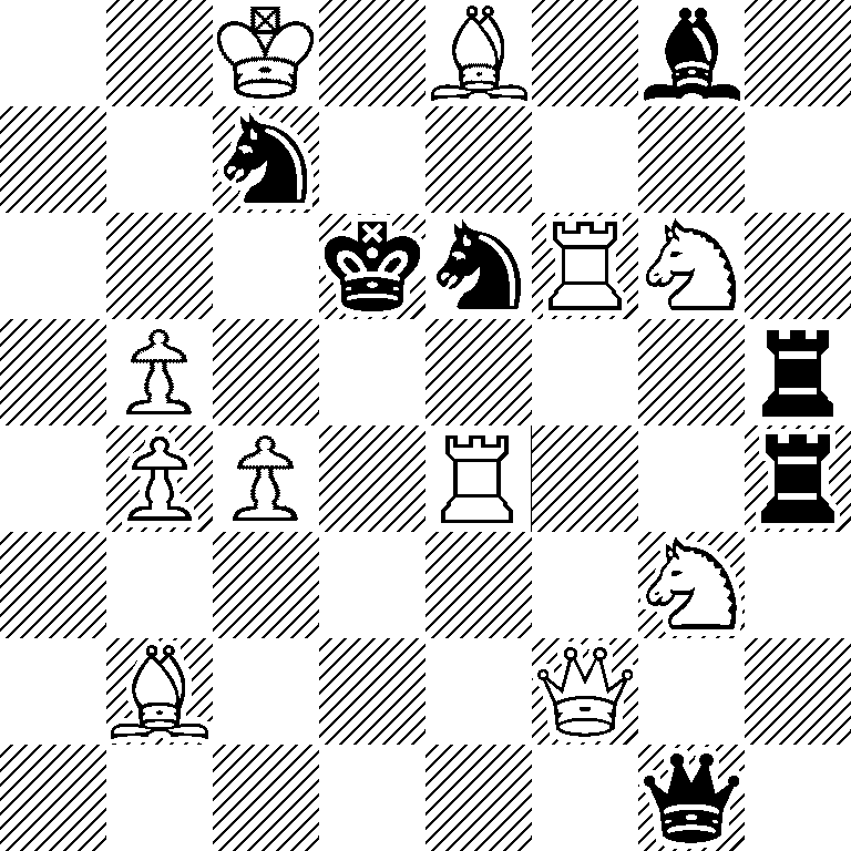 2K1B1b1/2n5/3knRN1/1P5r/1PP1R2r/6N1/1B3Q2/6q1