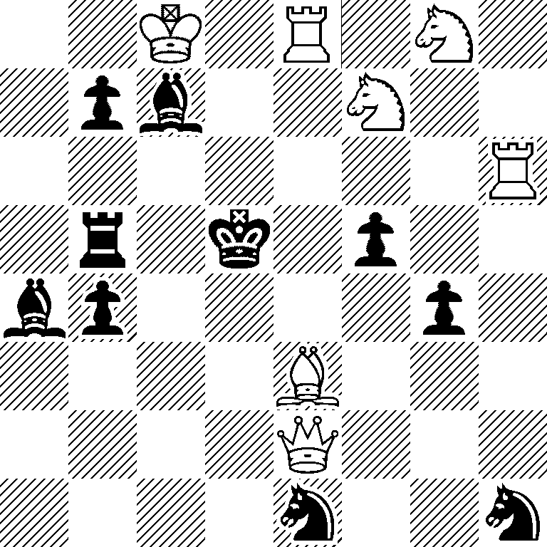 2K1R1N1/1pb2N2/7R/1r1k1p2/bp4p1/4B3/4Q3/4n2n