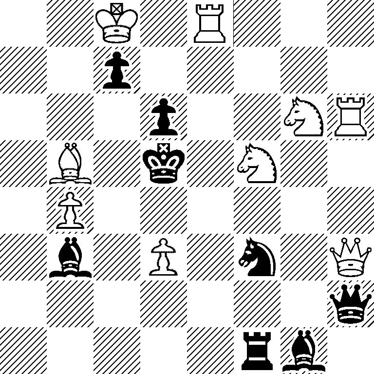 2K1R3/2p5/3p2NR/1B1k1N2/1P6/1b1P1n1Q/7q/5rb1