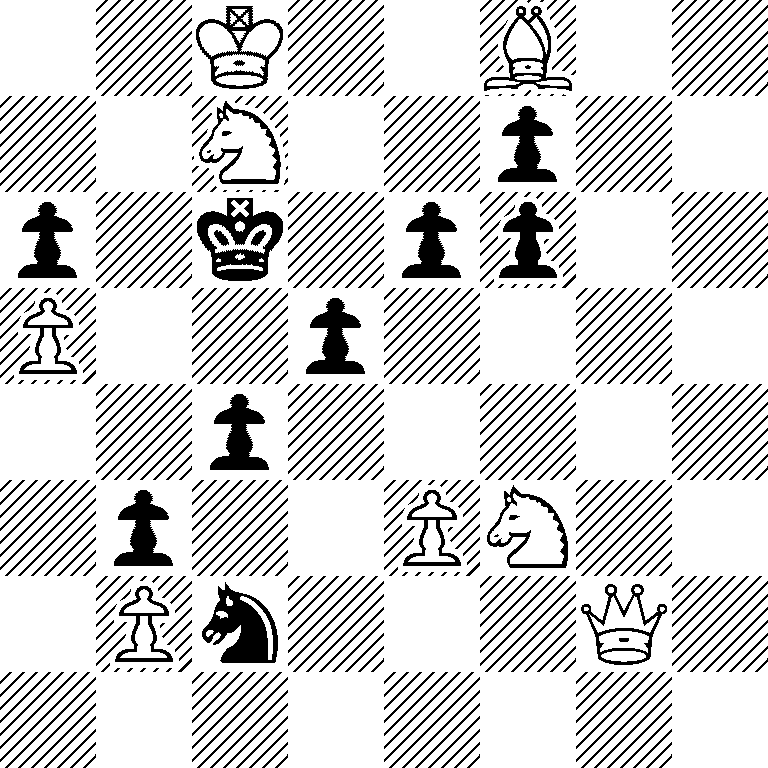 2K2B2/2N2p2/p1k1pp2/P2p4/2p5/1p2PN2/1Pn3Q1/8