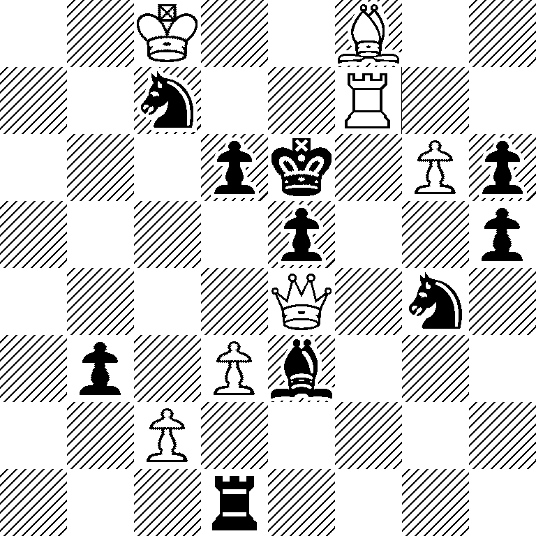 2K2B2/2n2R2/3pk1Pp/4p2p/4Q1n1/1p1Pb3/2P5/3r4