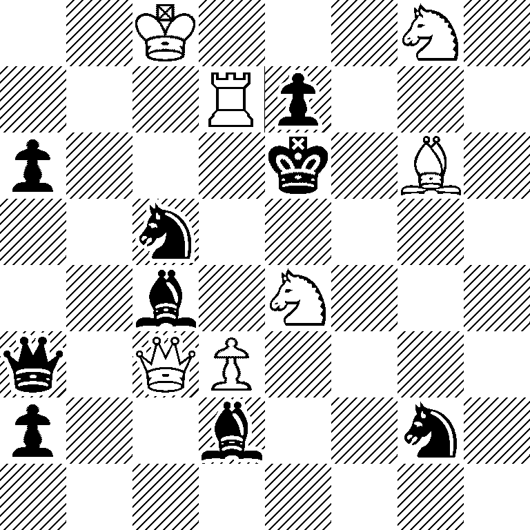 2K3N1/3Rp3/p3k1B1/2n5/2b1N3/q1QP4/p2b2n1/8