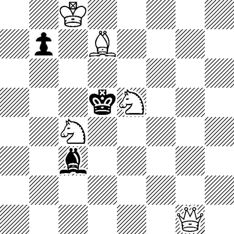 2K5/1p1B4/8/3kN3/2N5/2b5/8/6Q1