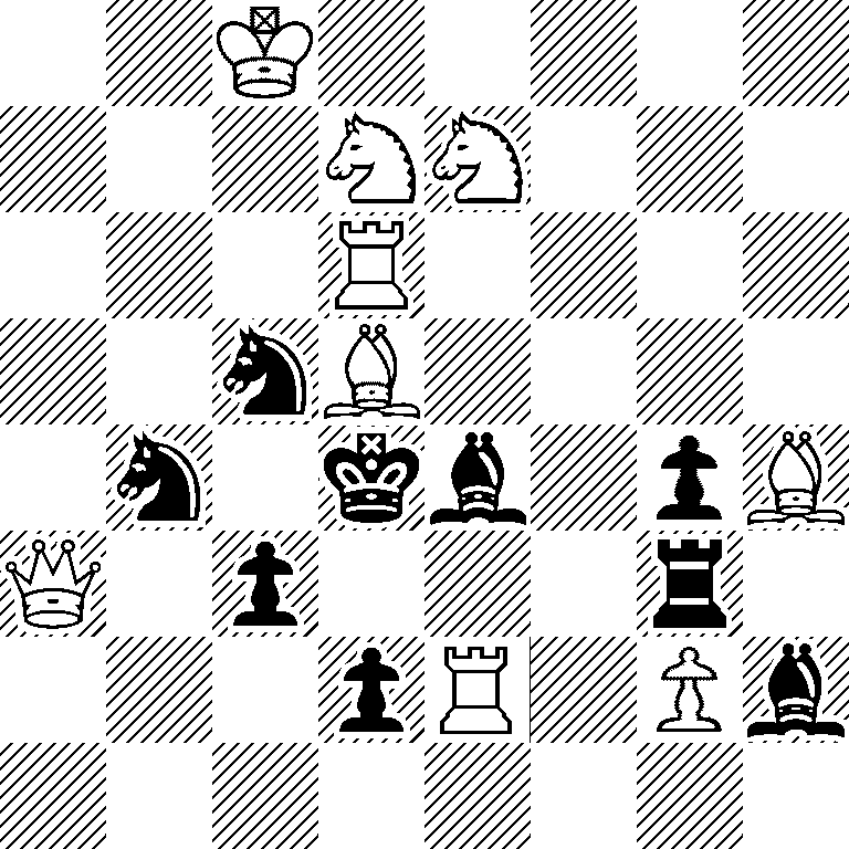 2K5/3NN3/3R4/2nB4/1n1kb1pB/Q1p3r1/3pR1Pb/8