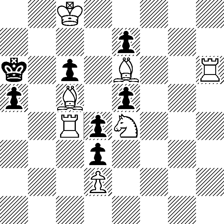 2K5/4p3/k1p1B2R/p1B1p3/2RpN3/3p4/3P4/8