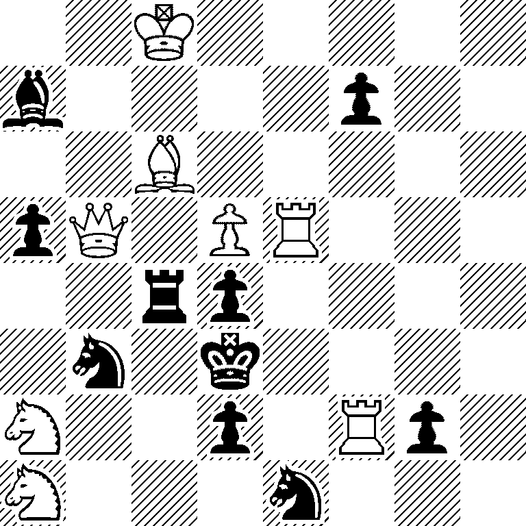 2K5/b4p2/2B5/pQ1PR3/2rp4/1n1k4/N2p1Rp1/N3n3