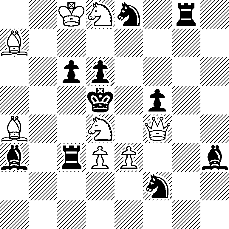 2KNn1r1/B7/2pp4/3k1p2/B2N1Q2/b1rPP2b/5n2/8