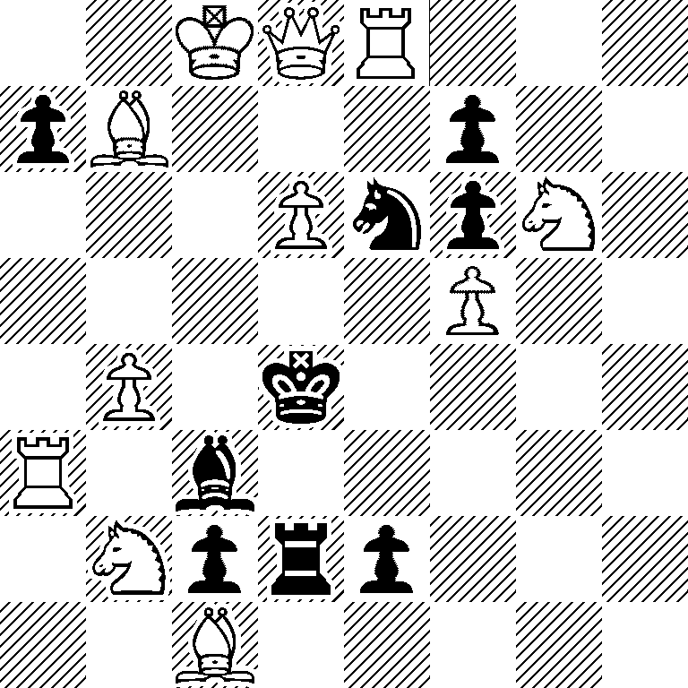 2KQR3/pB3p2/3PnpN1/5P2/1P1k4/R1b5/1Nprp3/2B5