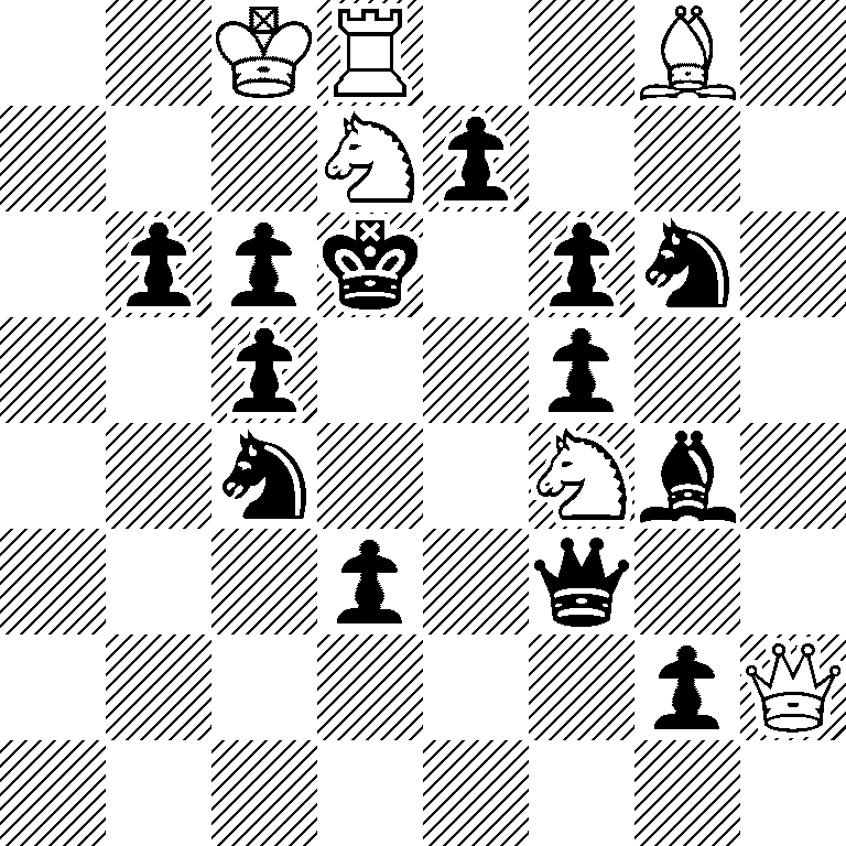 2KR2B1/3Np3/1ppk1pn1/2p2p2/2n2Nb1/3p1q2/6pQ/8