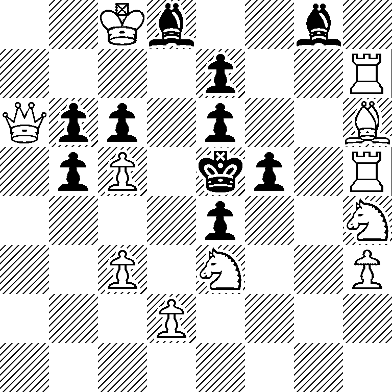 2Kb2b1/4p2R/Qpp1p2B/1pP1kp1R/4p2N/2P1N2P/3P4/8