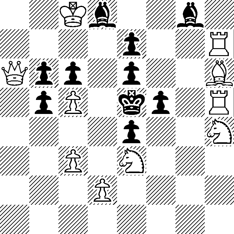 2Kb2b1/4p2R/Qpp1p2B/1pP1kp1R/4p2N/2P1N3/3P4/8