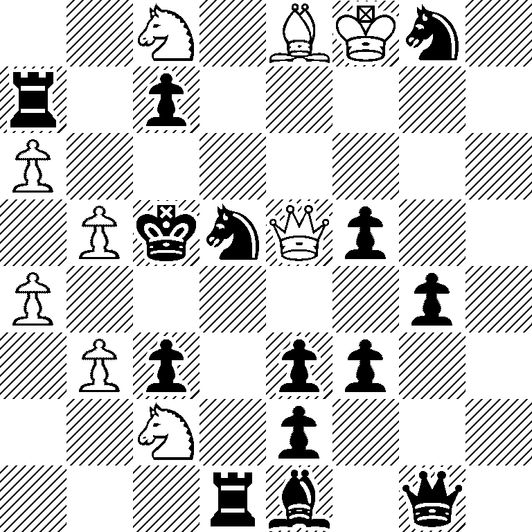 2N1BKn1/r1p5/P7/1PknQp2/P5p1/1Pp1pp2/2N1p3/3rb1q1