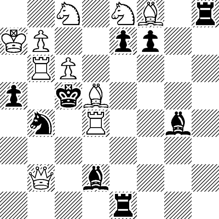 2N1NB1r/KP2pp2/1RP5/p1kB4/1n1R2b1/8/1Q1b4/4r3