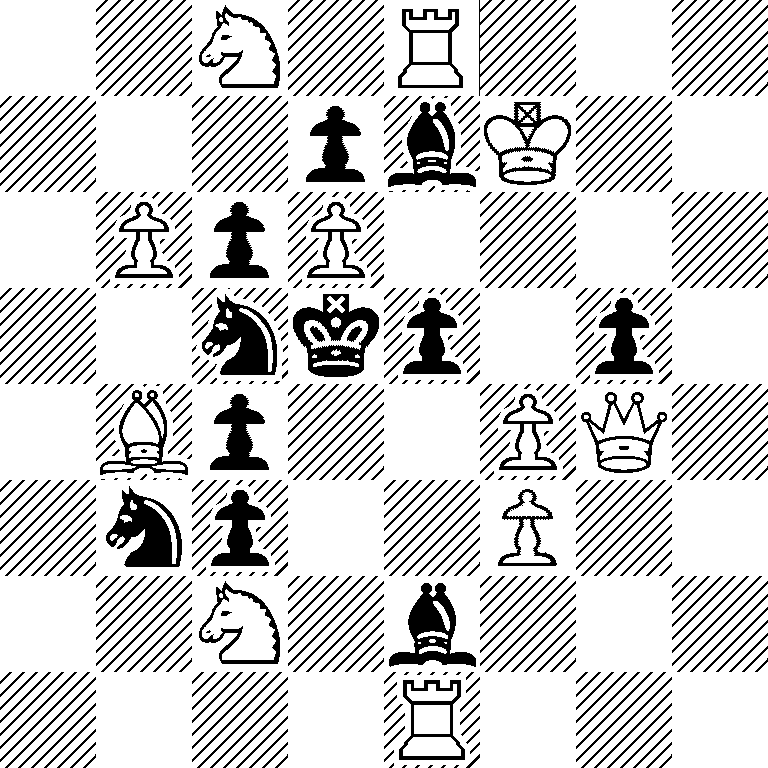 2N1R3/3pbK2/1PpP4/2nkp1p1/1Bp2PQ1/1np2P2/2N1b3/4R3