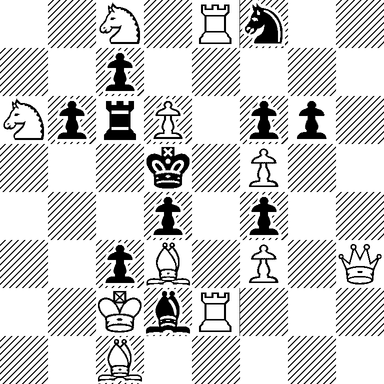 2N1Rn2/2p5/NprP1pp1/3k1P2/3p1p2/2pB1P1Q/2KbR3/2B5