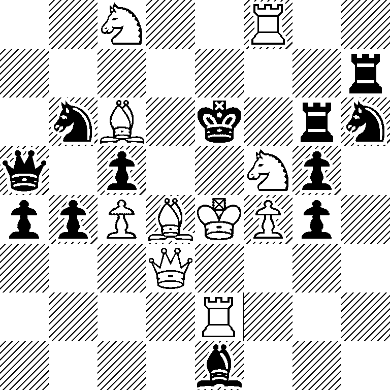 2N2R2/7r/1nB1k1rn/q1p2Np1/ppPBKPp1/3Q4/4R3/4b3