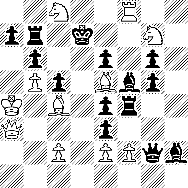 2N2R2/pr1k2N1/1p2p1p1/1Pp1Bbp1/K1B1pr2/Q3p3/2P1PPqb/8