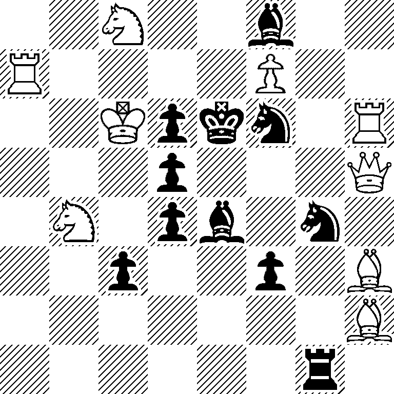 2N2b2/R4P2/2Kpkn1R/3p3Q/1N1pb1n1/2p2p1B/7B/6r1