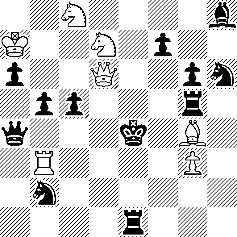 2N4b/K2N1p2/p2Q2pn/1pp3r1/q3k1B1/1R4P1/1n6/4r3