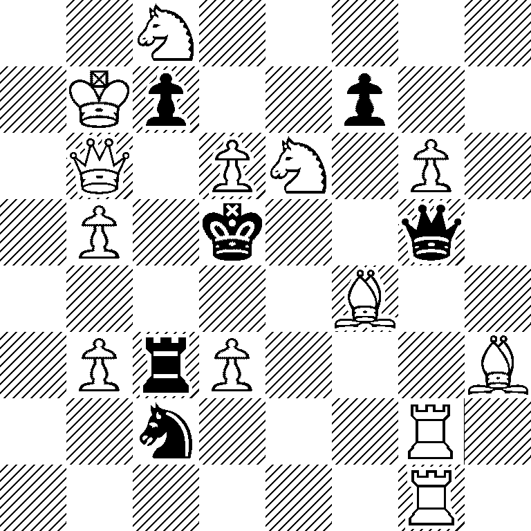 2N5/1Kp2p2/1Q1PN1P1/1P1k2q1/5B2/1PrP3B/2n3R1/6R1