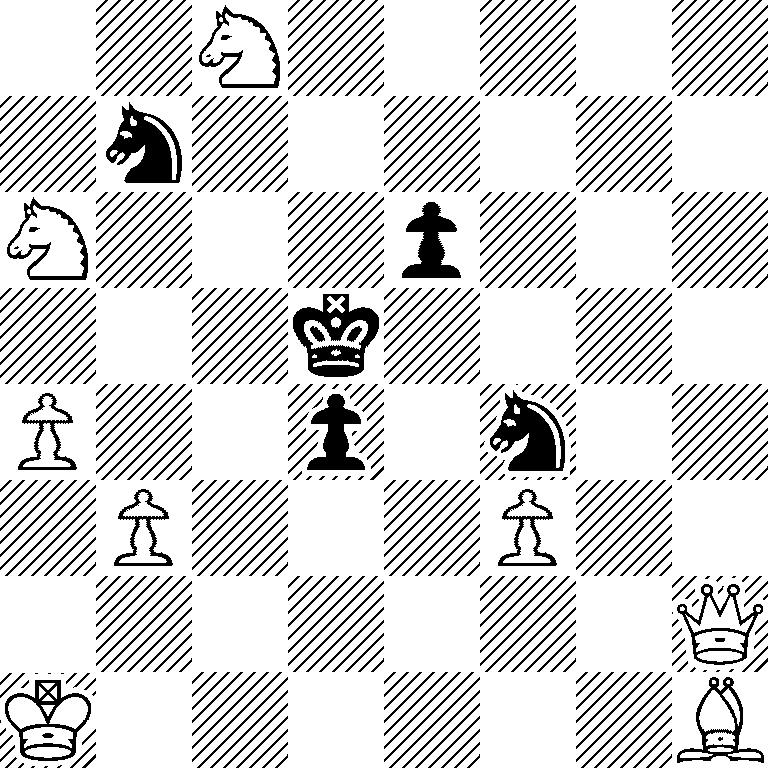 2N5/1n6/N3p3/3k4/P2p1n2/1P3P2/7Q/K6B