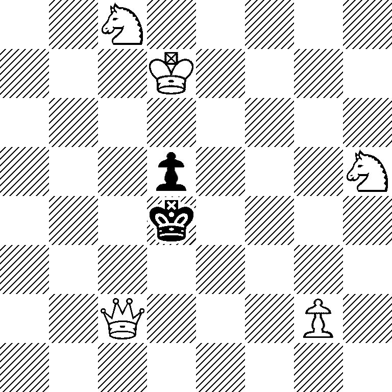 2N5/3K4/8/3p3N/3k4/8/2Q3P1/8