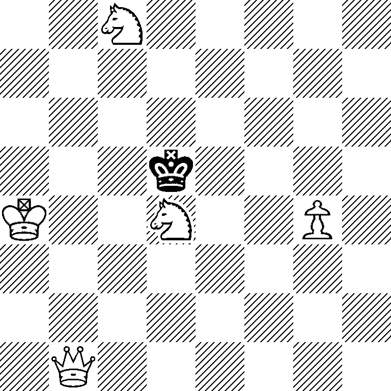 2N5/8/8/3k4/K2N2P1/8/8/1Q6