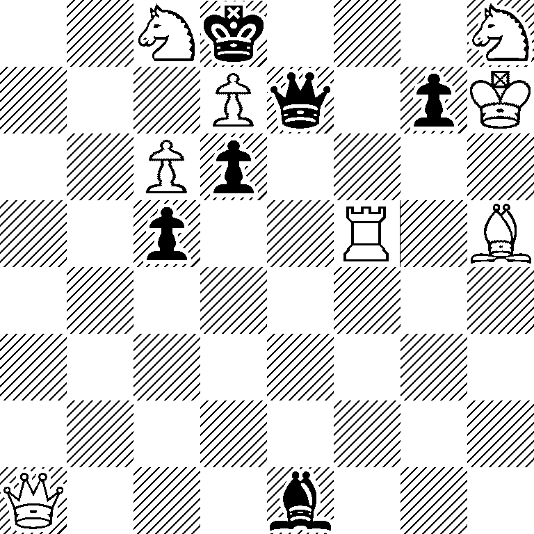 2Nk3N/3Pq1pK/2Pp4/2p2R1B/8/8/8/Q3b3