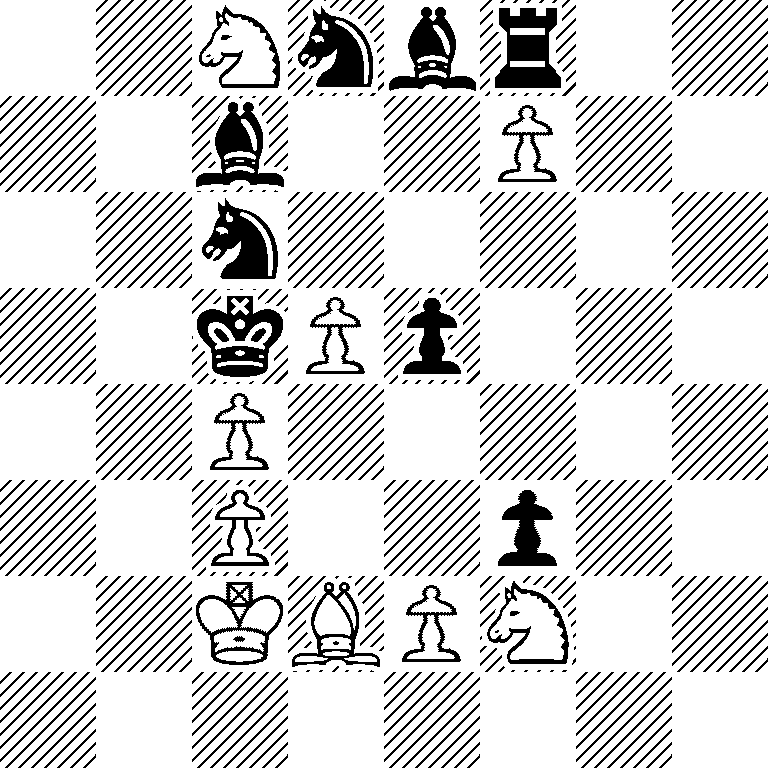 2Nnbr2/2b2P2/2n5/2kPp3/2P5/2P2p2/2KBPN2/8