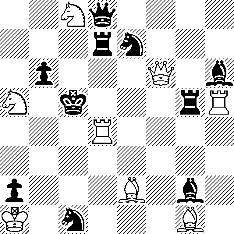 2Nq4/3rn3/1p3Q1b/N1k3rR/3R4/8/p3B1b1/K1n3B1