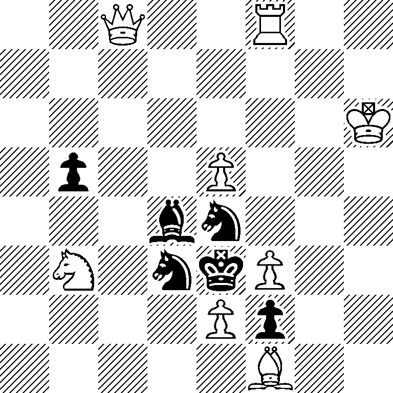 2Q2R2/8/7K/1p2P3/3bn3/1N1nkP2/4Pp2/5B2