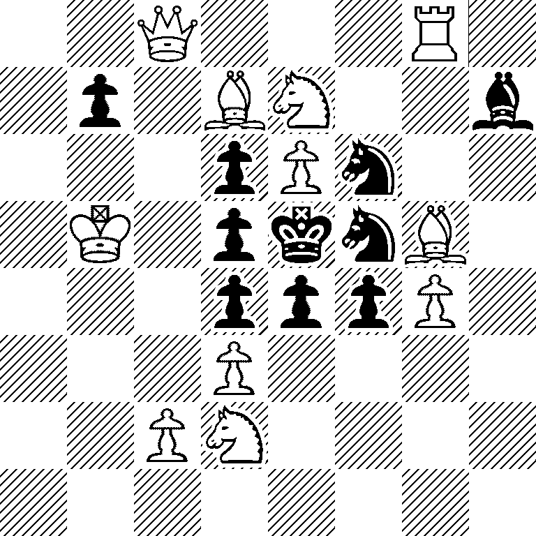 2Q3R1/1p1BN2b/3pPn2/1K1pknB1/3pppP1/3P4/2PN4/8