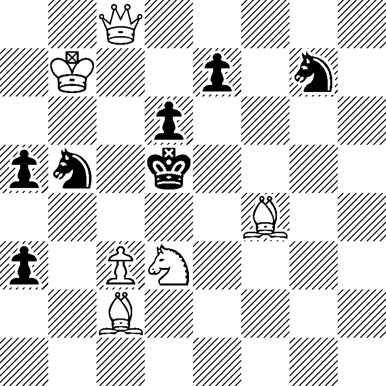 2Q5/1K2p1n1/3p4/pn1k4/5B2/p1PN4/2B5/8