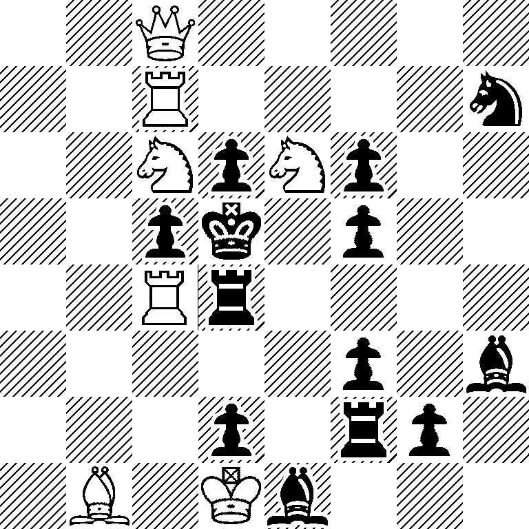2Q5/2R4n/2NpNp2/2pk1p2/2Rr4/5p1b/3p1rp1/1B1Kb3