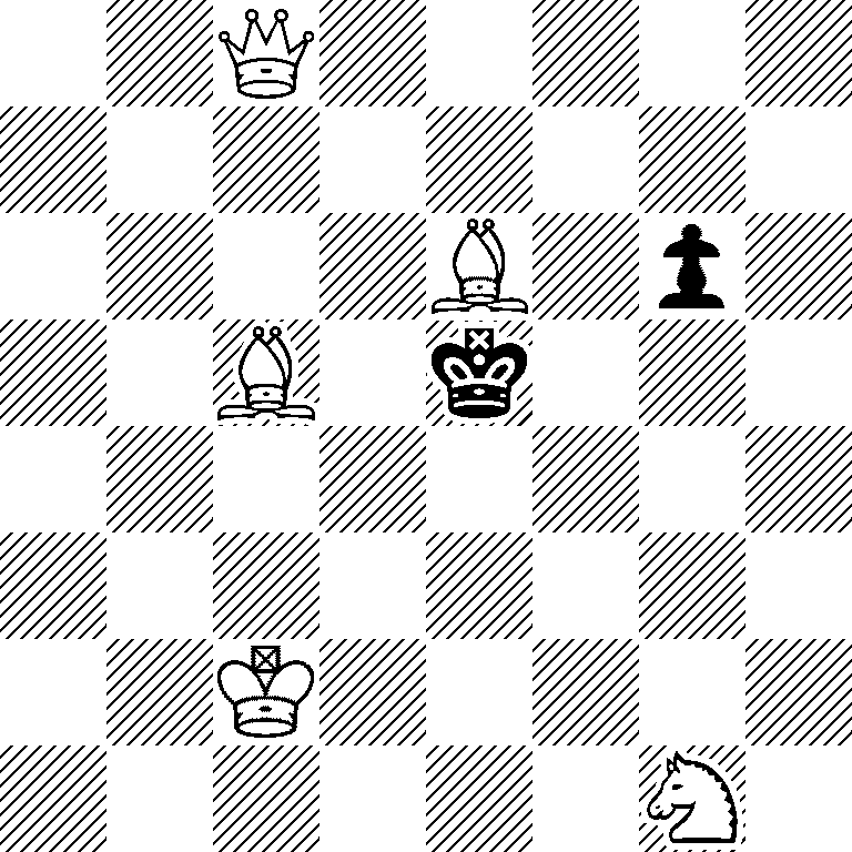 2Q5/8/4B1p1/2B1k3/8/8/2K5/6N1